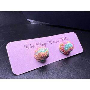 The Clay Water Lily Rainbow Sherbet Earrings